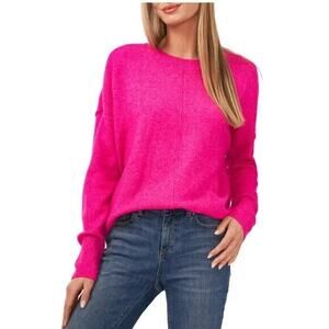 NEW Vince Camuto Center Seam Crewneck Soft Sweater Pink Paradox Women's Large